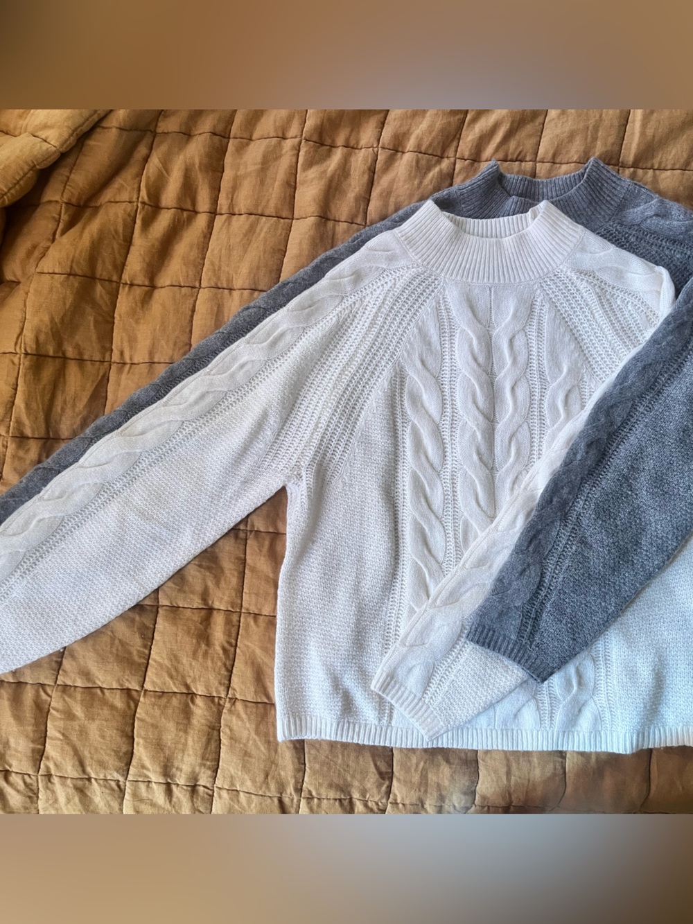 Set of 2 Banana Republic mock turtle cable knit sweaters size small